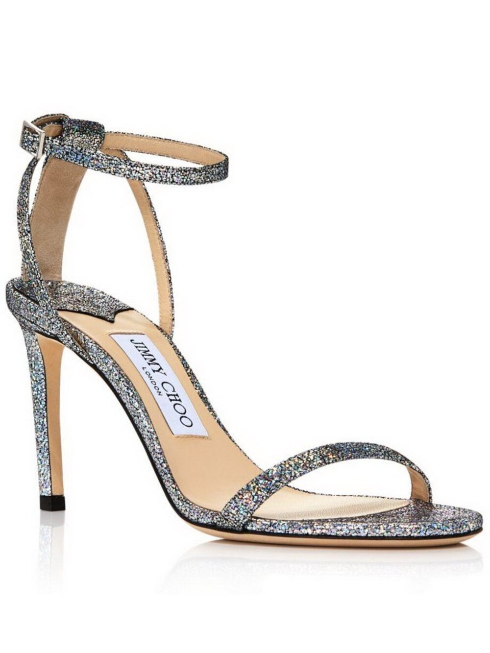 New JIMMY CHOO Minny 85 Glitter Heels– Strappy Sandals for Party, Wedding, Gala
